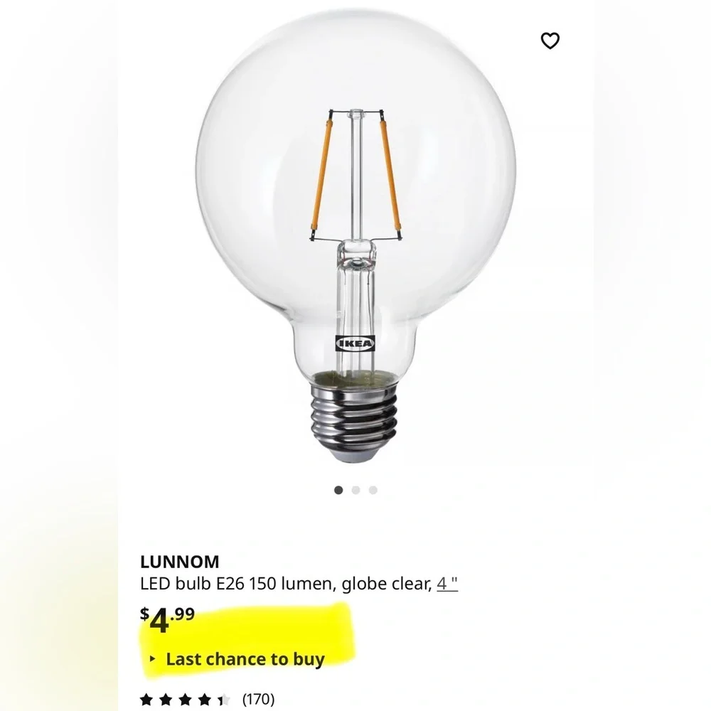 IKEA LUNNOM LED Bulbs - set of 6 across three sizes - item “last chance to buy”